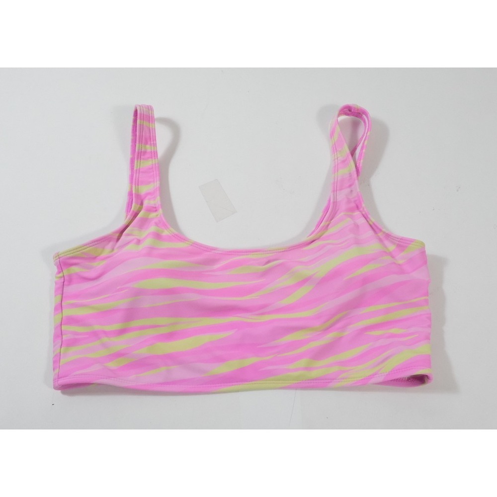 O'rageous Bikini Top Womens XL Pink Zebra Stripe Scoop Neck Swim Tank